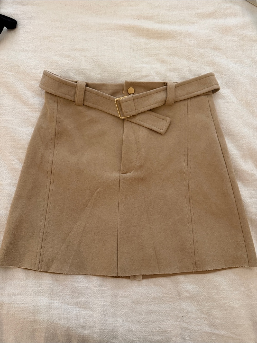 Zara Camel A-Line Mini Skirt with Belt